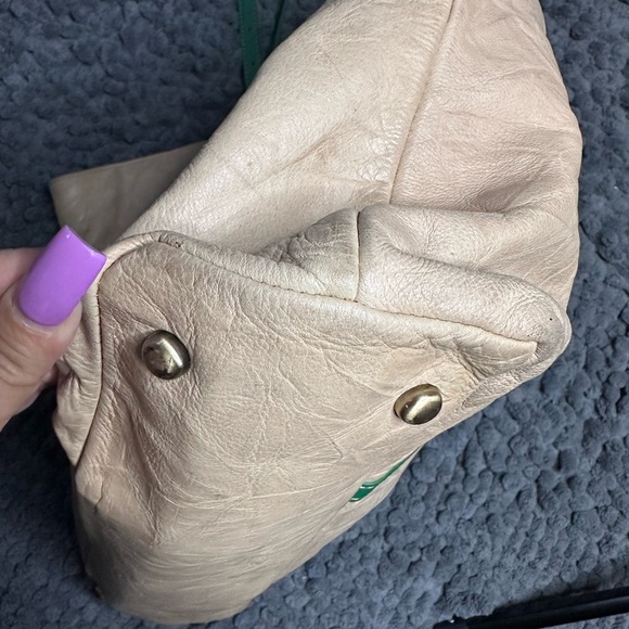 Pilcro by Anthropologie Elegant Cream and Green Glove leather Tote Bag - Picture 3 of 12
